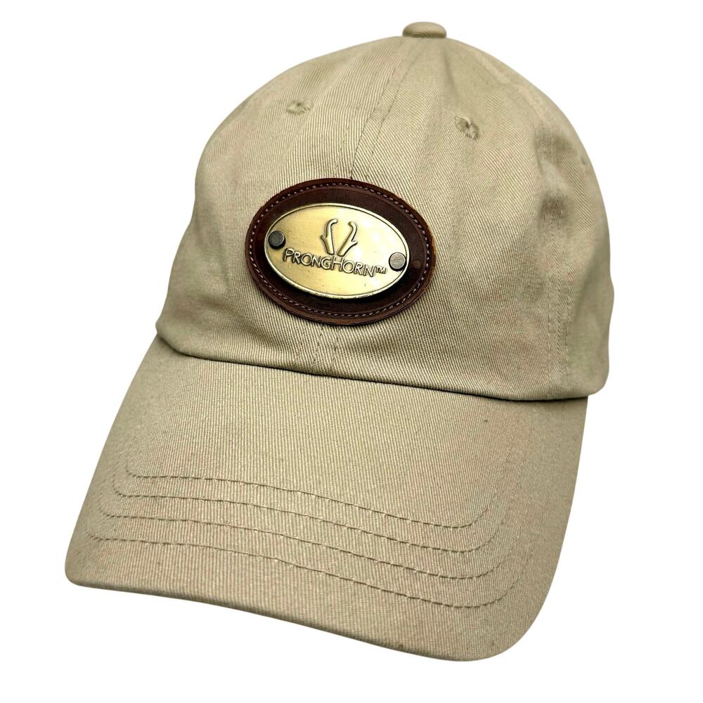 Pronghorn Antelope Baseball Cap Hat Wildlife Emblem Tan Cotton Outdoor Hunting
